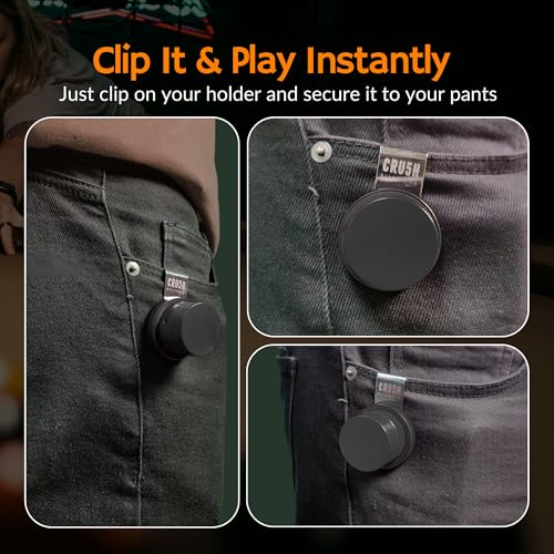 Magnetic Chalk Holder with Lid & Belt Clip – Round Billiard Pool Cue Chalk Holder with Strong Magnet, Portable Snooker Chalk Case for Players - color: Black