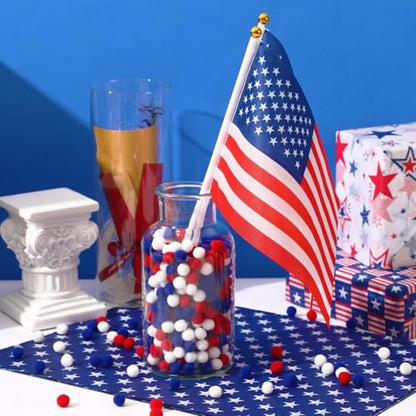 SEPGLITTER 1000Pcs 4th of July Red White Blue Pom Poms Puff Balls | 1cm Size, DIY Crafts Making, Independence Day, 250th Anniversary, Patriotic Decoration, Veterans Memorial Party Supply - style: Red White Blue Style