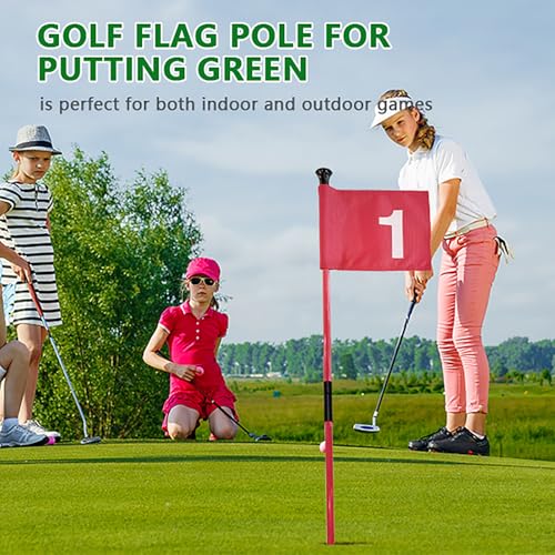 Golf Flagstick with Flag Surface - Portable Design, Ideal for Yard Practice Putting Green - color: yellow
