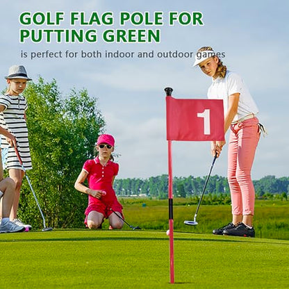 Golf Flagstick with Flag Surface - Portable Design, Ideal for Yard Practice Putting Green - color: yellow