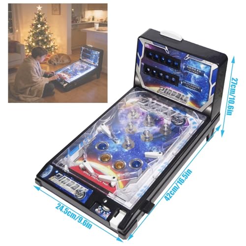 Pinball Machine for Kids Portable Arcade Electronic Pinball Game Retro Mini Desktop Ball Shooting Toy with Light Music and Scoreboard Great Gift