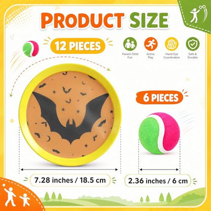 Arrowbash Toss and Catch Ball Game for Kids, 12 Paddles and 6 Sticky Balls, Toddler Baseball Glove & Catch Ball Toys Beach Outdoor Toys Birthday Gift Set for Ages 5 6 7 8-12(12 Pcs,Bat) - style: Bat