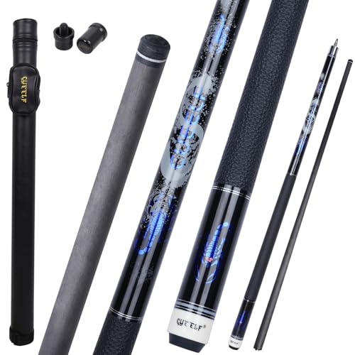 CUEELF Carbon Fiber Pool Cue Stick Leather Wrap Professional Low Deflection Billiard Cue Stick 12.5mm Carbon Fiber Technology Pool Cue - color: CA-SC-BLUE