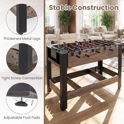 GYMAX 3 in 1 Multi Game Table, Swivel Combo Game Table with Foosball, Billiards & Table Tennis, Rod Storage Rack, Space-Saving Design for Family Night, Home, Game Room, Office