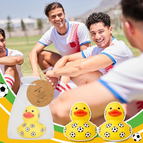 Amyhill 24 Sets Mini Soccer Rubber Ducks Gifts Sport Party Favors Tabletop Decoration for Coach Team Gifts Club Gift Player Team Events Decorations Birthday Party Supplies - style: Soccer
