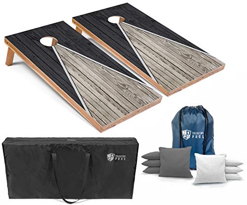 Tailgating Pros Lightweight Pyramid Design Cornhole Board Set w/Bean Bags and Carrying Case - 4'x2' Regulation Cornhole Game - color: Grey/Grey