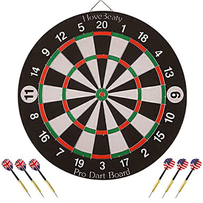 Dart Board, Dart Game Set with 6 Metal Darts and Double-Sided Flocking Dartboard (18 Inches)