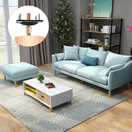 Leg Mounting Plates, 4 Sets Furniture Leg Attachment Plates, 5/16"(M8) Industrial Grade Flat Mounting T-Plates with Hanger Bolts, Screws, Strengthen Weak Furniture Repair Damaged Sofa Couch Seat - color: Black