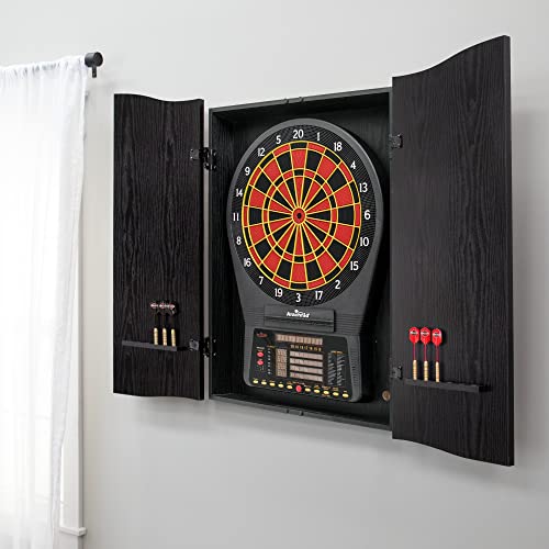 DMI Sports Black CricketPro Dartboard Cabinet | Designed for Arachnid 15.5” CricketPro 900, 800, 750, 650 Electronic Dartboards | Does Not Include Dartboard