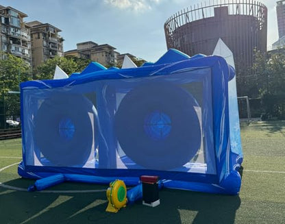 Blue Inflatable Snow Throwing Game Inflatable Ball Toss Target Dart Board 12 Axes+8 Toss Ball for Party/Birthday/Backyard/School/Team Events - style: Double Dart