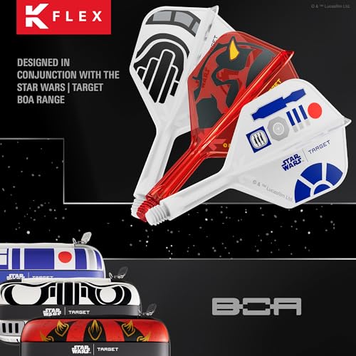Target Darts Star Wars R2-D2 K Flex Integrated Dart Flights & Shafts | R2D2 Pack of 3 K-Flex, No.2 & No.6 | Short, Intermediate & Medium Disney Kflex Accessories - size: Short (19mm), style: No.2