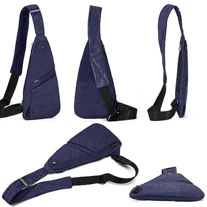 Seoky Rop Slim Sling Bag Small Ultra Thin Water Resistance Crossbody Chest Shoulder Backpack Personal Pocket Bag Blue - color: Blue-1
