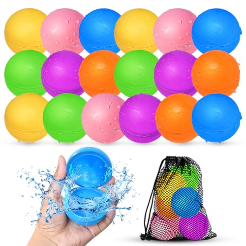 18Pcs Reusable Water Balloons for Kids, Pool Beach Water Toys for Boys and Girls, Outdoor Summer Toys for Kids Ages 3-12 - size: 18 PCS