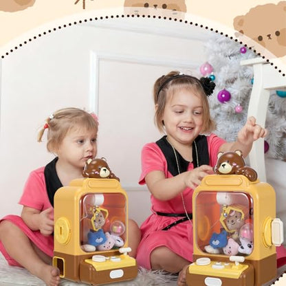 Arrowbash Cartoon Claw Machines for Kids 36 Prizes Age 6+ Mini Vending Machines with Music for Kid with Plush Toy Christmas Birthday Thanksgiving Girls Boys Gifts(Bear) - style: Bear