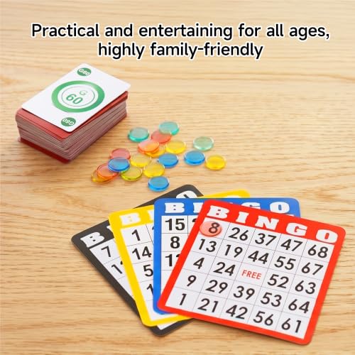 GSE Games & Sports Expert Complete Bingo Game Set with 100 Bingo Cards, 1000 Markers, Calling Cards Deck, Party Fun Game for Adults, Seniors, Family Gatherings, Classroom Activities, Large Groups - size: 100 Cards & 1000 Chips Set