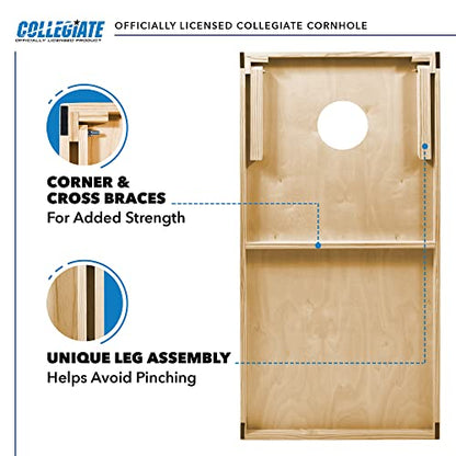 2' x 4' Regulation Size Solid Wood College Cornhole Set with Direct Print HD Team Graphics Great Gift for Any NCAA Fan! Bean Bag Toss Family Outdoor Game