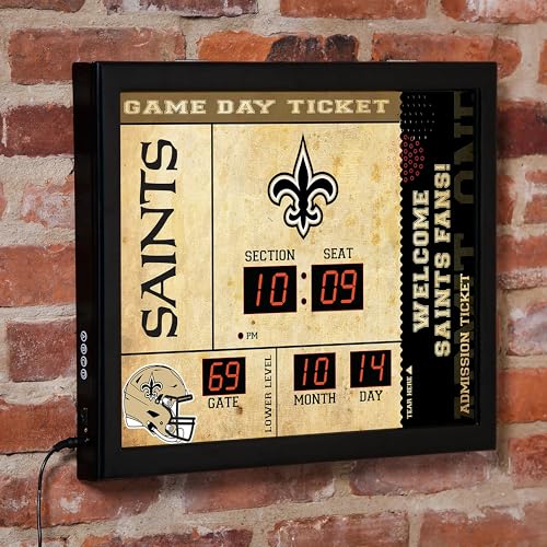 NFL New Orleans Saints Scoreboard Digital Wall Clock with Bluetooth Speaker, Vintage Wall Decor for Sports Man Cave, Game Rooms, Gift for Football Fans - color: New Orleans Saints