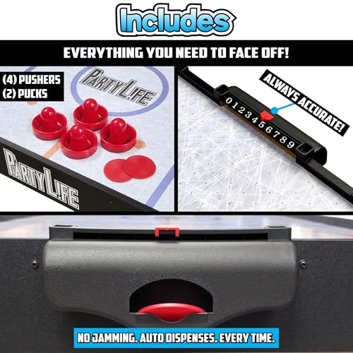 PartyLife 54" Portable Air Hockey Table w/Folding Steel Legs & Optional LED Lights - NEW & Improved - Powerful Motor, Smooth Surface, Very Sturdy - City Team Edition - color: New Jersey, style: w/ LED Lights