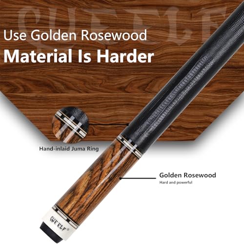 CUEELF Pool Cue Stick Low Deflection Hand-Made Inlay Billiard Cue 58'' Professional Billiard Pool Cue Stick for Adults-12.5mm Tip,3/8 * 8 Joint - color: WD-SM-HJT