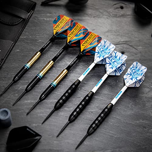 RED DRAGON Peter Wright vs Gerwyn Price Iceman Steel Tip Darts Set - ‎21g & 22g Brass Barrels for Controlled Accuracy & Grip, Flights, Shafts, Case & Checkout Card Included - style: Snakebite v Iceman
