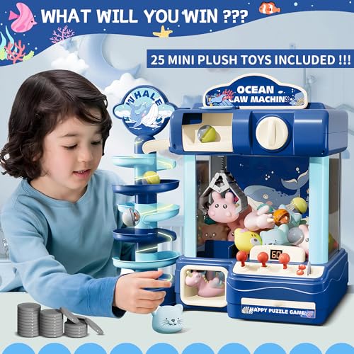 Kids Claw Machine, Arcade Game Toy for Ages 8-13, Candy Vending Toys for Girls and Boys, Electronic Claw Game Machine for Party with Lights Sound, Birthday Gifts for 6 7 9 10 12 Years Old - style: 2-in-1 Large Whale Wonder