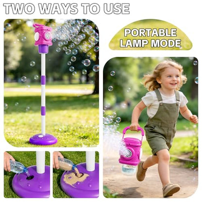 Bubble Machine for Kids, Remote Control Street Lamp Bubble Machine with Lights, Automatic Standing Bubble Tower, Outdoor Bubble Torch Toys for Wedding Summer Bubble Maker for Kids Ages 3 4 5 6 7 8 9