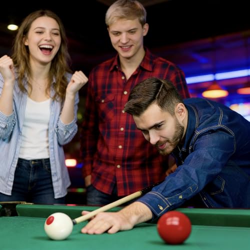 HMQQ 2-1/8" Regulation Bumper Pool Balls Set, Durable Polyester Resin Billiard Ball Set of 10 for Bumper Pool Table – Red/White Balls with Spotted Markers, Precision Balanced Replacement Ball