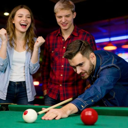 HMQQ 2-1/8" Regulation Bumper Pool Balls Set, Durable Polyester Resin Billiard Ball Set of 10 for Bumper Pool Table – Red/White Balls with Spotted Markers, Precision Balanced Replacement Ball