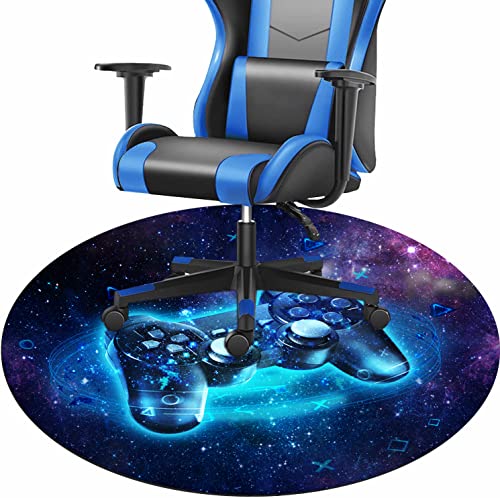 Generic Gaming Chair Mat for Hardwood Floor, Non-Slip Round Office Chair Mat, 47" Blue - color: Gaming 01