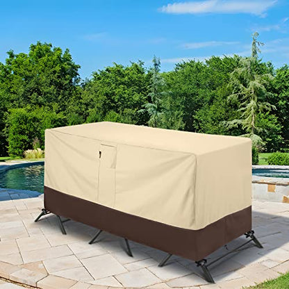 Arcedo Patio Bistro Cover, Waterproof Outdoor Furniture Cover, Heavy Duty Patio Bar Table and Chairs Covers, 80"L x 32"W x 30"H, Beige & Brown - size: Bistro: 80"L x 32"W x 30"H, style: Bistro