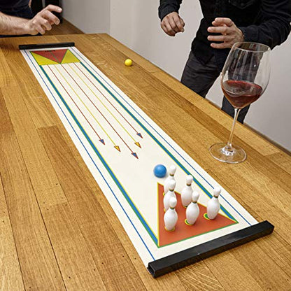Kikkerland Tabletop Mini Arcade Board Game Bowling, Family Fun Game Night, Office Desk Office Desk Stress Relief Gadgets Small Finger Toys Fun Gag Gifts for Men Women Kids Teens