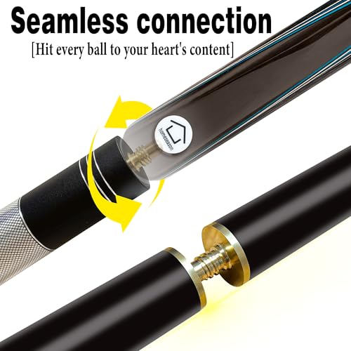 HomeSeason 57inch Snooker Cue Stick 18oz 3/4 Jointed Pool Cue, with Extension, Cue Case, Durable Ash Wood and Red Maple Construction Billiards Cue - color: HSS15