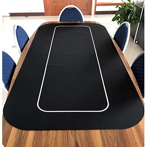 Yuanhe 70" x 35" Portable Rectangle Sure Stick Rubber Foam Poker Table Top Layout Poker Mat (Black) - color: Black