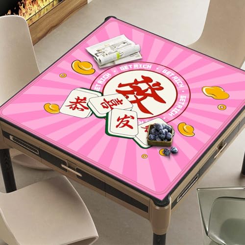 Mahjong Mat, Non-Slip Noise Reducing Game Mat, 31.5 Inch Mahjong Table Mat,Mahjong Mat with Cloth Bag and Carton Storage,Suitable for Mahjong, Dominoes, Solitaire and Other Games. (Rich-Pink) - color: Rich-pink