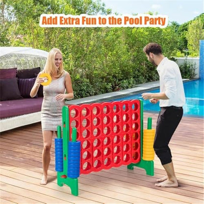 Pemberly Row Jumbo 4-to-Score Giant Game Set, Durable PE and PP Materials, Green Finish, Lightweight Design, Family Party Game for Motor Skills, Coordination, and Entertainment