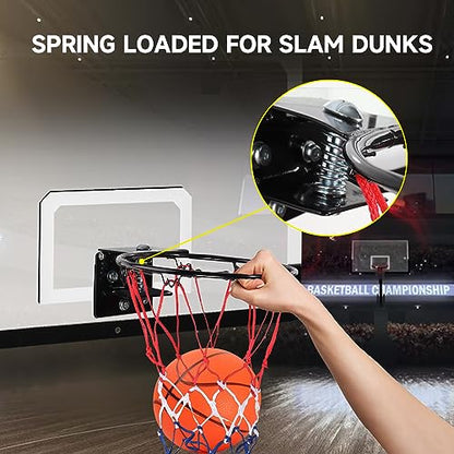 GSE Games & Sports Expert Over-The-Door Basketball Hoop with Basketball & Pump, Wall-Mounted Basketball Hoop Set with Complete Accessories for Home & Office (Several Style Choice) - style: Large