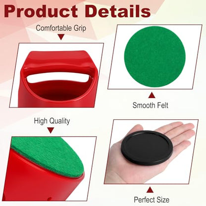 Coopay Air Hockey Pucks and Paddles - 2 Hockey Pushers & 4 Large Hockey Pucks with Nylon Storage Bag, Great Goal Handles Pushers Replacement Accessories for Game Tables - color: Red, Black
