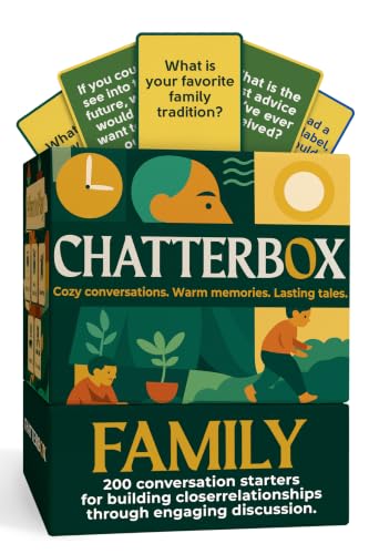 Chatterbox Conversation Cards for Families & Parents, Share Life Stories & Connect with Family & Get to Know You Game, Perfect for Game Night, Family Reunion, Dinner Table or Road Trips, 2+ Players