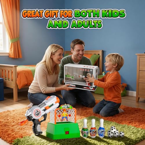 Kids Shooting Game Toy Set - 2 Pack Soccer Game 2 Foam Ball Blaster Launchers with 48 Soccer Balls, 6 Bowling Pins with LCD Score Display - Sports Toys for Boys Girls Ages 3+Years - size: 2-pack