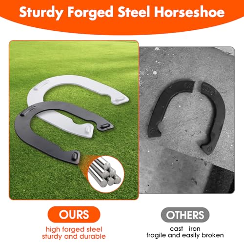 Horseshoes Outside Game for Children, Steel Horse Shoes Game Kit Outdoor Games for Kids Teens Family Portable for Backyard Yard Lawn Camping Beach Party