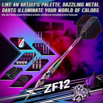 CyeeLife Steel Tip Darts Set,3 Pack Professional Dart with 6 Premium Aluminum Shafts,3 Style PET Flights,Dart Sharpener, Rubber Rings, Flight Protector and Dart Case,Colorful