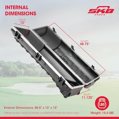 SKB Staff ATA Hard Shell Plastic Golf Travel Case for Cart Bags with 2 Wheels - Heavy-Duty Rolling Club and Driver Carrier for Airline Transport, Impact-Resistant with TSA Locking Latches - size: Small