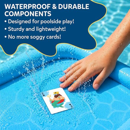 Gouda Games Pool Rummy Splash – Floating Pool Game Table (28” x 28”), Waterproof Cards, Inflatable Pool Toy for Kids & Adults, Family Pool Party Game for Ages 8, 9, 10, 11 and Up, 2-4 Players