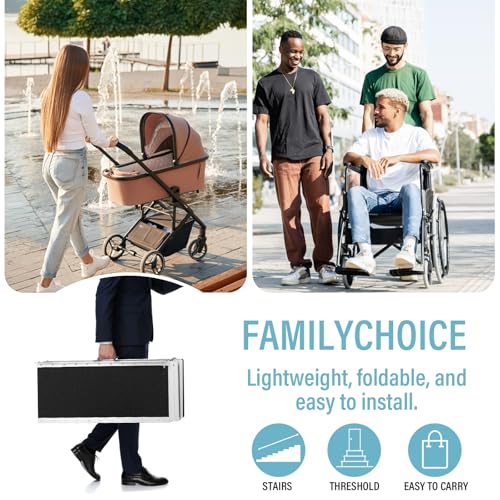 10 Feet Wheelchair Ramp for Home Steps, 29" W, 800LBS Capacity | Non-Skid Aluminum Handicap Folding Wheel Chair Ramps for Steps, Doorway, Homes, Threshold, Entry, Stairs, - size: 10FT(Suitable height 10"-30")