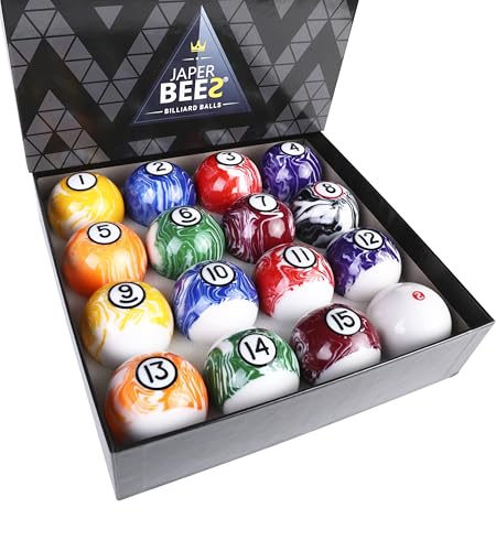JAPER BEES Billiard Ball/Pool Ball Set Complete 16balls 2-1/4" Regulation Size&Weight Resin Ball - style: Marble White