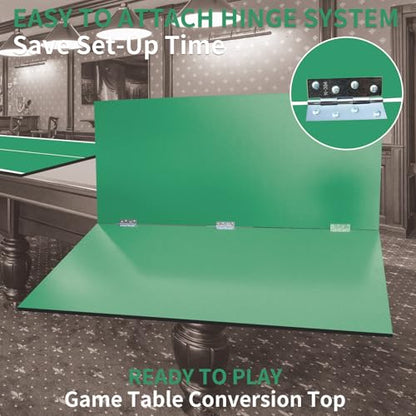 Ping Pong Table Top, 8×4FT Green Mid-Size Foldable Ping Pong Table Topper for Pool Table, Indoor Outdoor Table Tennis Conversion Top w/Net & Premium Foam Padding-Green