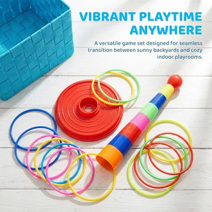 2 Color Columns + 48 Circles, Colorful Happy Circle Game,Children's Play Park, Christmas Party Birthday Party Gift. Suitable for Indoor Holiday Games Family Christmas Party Games