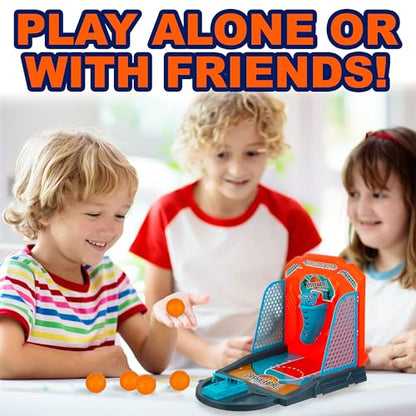 Tabletop Basketball Game - Mini Desktop Basketball Hoop for Office, Work | Mini Desktop Basketball Hoop for Office, Work & Travel. Desk Game Toy Collection. Fun Office Basketball for Kids, Adults - style: Basketball