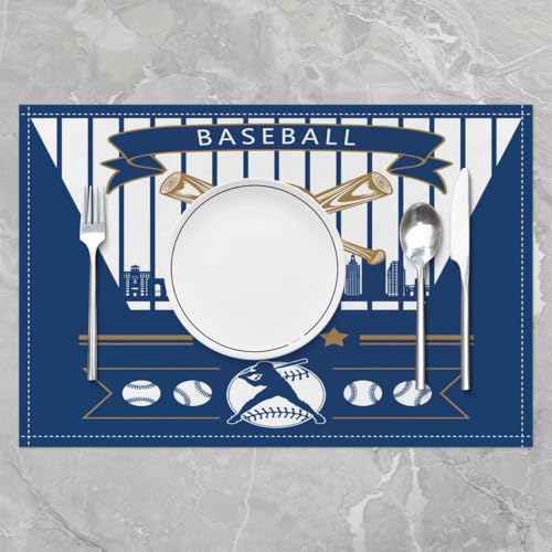 Erosebridal Baseball Place Mats Set of 4 Table Mats Baseball City Placemats, Sports Player Place Mat, Oil Proof Washable - color: Black, Kansas