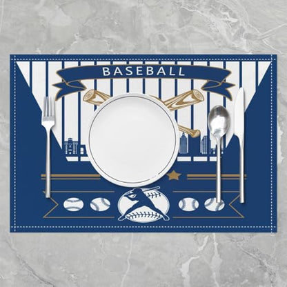 Erosebridal Baseball Place Mats Set of 4 Table Mats Baseball City Placemats, Sports Player Place Mat, Oil Proof Washable - color: Black, Kansas